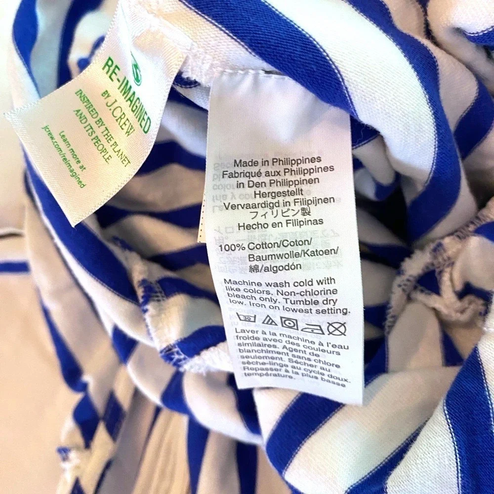 J.CREW Royal Blue/White Striped V-Neck Wide-Leg‎ V-Neck Cropped Jumpsuit SZ 6